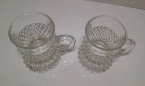 2 Indiana Glass Diamond Point Clear Glass 4.5" Beer Mugs - Bild 1 von 4