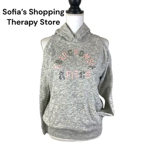 Abercrombie & Fitch Girls 13 14 Cold Shoulder Hood Sweatshirt Sequin Embroidered - Picture 1 of 11