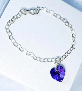 Cynthia Lynn HEARTS DESIRE 925 Silber Swarovski Heliotrop Xilion Herz Armband - Bild 1 von 1