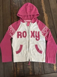 ROXY Girls Size Large Pink Zip Up Hoodie Sweater 3 - Picture 1 of 9