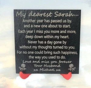 Husband Wife Memorial plaque Personalised Remembrance slate grave stone marker - Picture 1 of 7