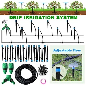 59' Adjustable Garden Drip Irrigation System Sprinkler Self Watering Hose KitSet - Picture 1 of 8