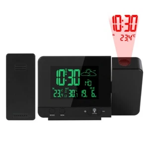 LED Projection Alarm Clock Radio-Controlled Time Temp Humidity Sensor - Picture 1 of 6
