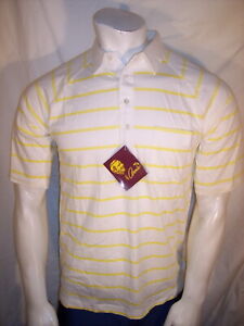NEW Vintage "Arnie" Palmer S (XS really) Yellow Striped Cotton Golf Shirt