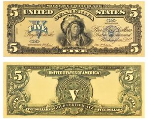  1899 SILVER CERTIFICATE  INDIAN CHIEF  $5 Rep.*Banknote 