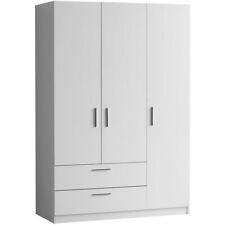 Mod-Arte Lyon 3-Door 2-Drawer Freestanding Wood Wardrobe Cabinet in Matte White