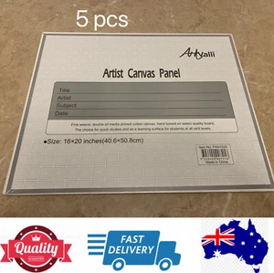 5pcs 16”x20” Quality Blank Artist Canvas Panel Board 40.6cmx50.8cm, AU Stock - Picture 1 of 5