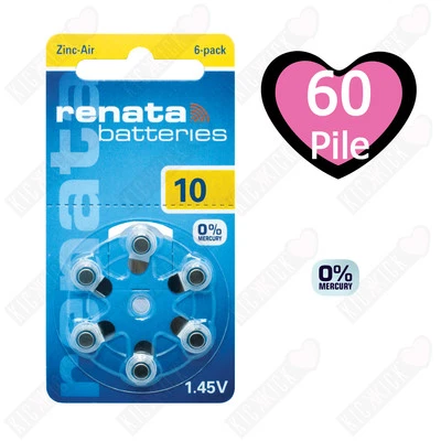 60 Pile Batterie protesi acustiche apparecchi acustici RENATA MARATONE ZA 10
