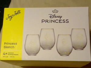 Disney Princess Sketch Stemless Drinking Glasses (set of 4) - Picture 1 of 3