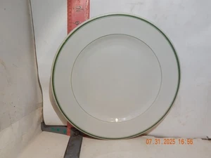 Single 9.75" green trimmed white plates-Grindley Vitrified Hotel Ware - Picture 1 of 2