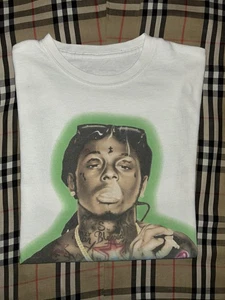 Camiseta de rap Lil Wayne Heron Preston The Carter V blanca mediana con aerógrafo - Imagen 1 de 11