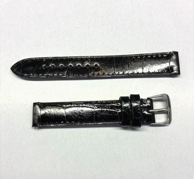 Correa de reloj de cocodrilo genuina negra de 16 mm - EE. UU. Foto 1 de 3