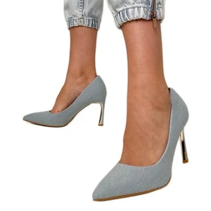 Klassieke jeans pompen op een gouden pin blauw - Imagen 1 de 5