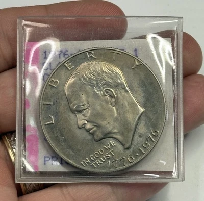 Vintage Accugrad Flip 1976 S Tipo 1 Dólar Eisenhower À Prova de Folhas  - Imagem 1 de 4