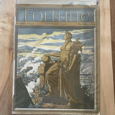 Bare Chested Woman Fortune Mag 1932 Cover GODDESS Great Depression City Shipyard - Image 1 of 4