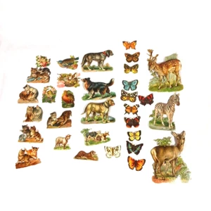 Antike viktorianische Stanzteile Tiere Vögel Schmetterlinge aus Sammelalbum 32 Stück - Bild 1 von 14