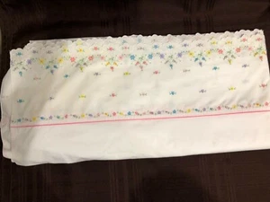 Vintage Cannon Royal Family Comfortcale Oscar De La Renta Floral Sheet King Flat - Picture 1 of 6