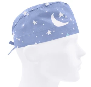Mens scrub caps, surgical cap, scrub hats, surgery hat moon, stars medical cap - Picture 1 of 3
