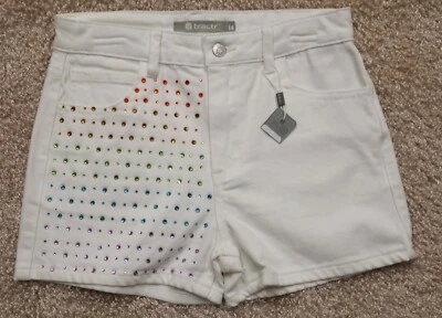TRACTR NIÑA TALLA 14 BLANCO VAQUERO SHORTS EMBELLECIDOS 2.5" INEAM NUEVO Foto 1 de 4