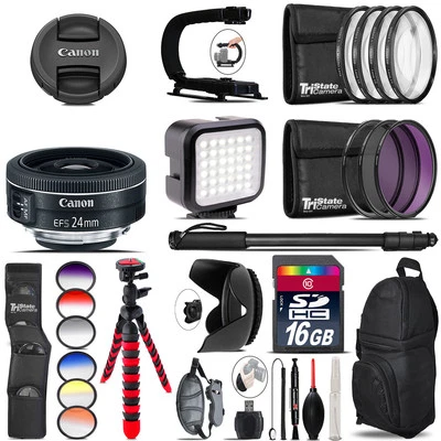 Lente Canon EF-S 24 mm f/2,8 STM - Kit de video + filtro de color - Kit de accesorios de 16 GB Foto 1 de 4