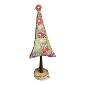NEW Handmade Repurposed Christmas Tree Vintage Quilt Spindle Trunk Birch Base - Picture 1 of 11