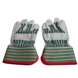 Guantes de trabajo de palma de cuero de vaca de alta resistencia M algodón a rayas tienda hogar utilidad - Imagen 1 de 4