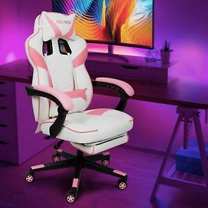 Chair Massage PIllow Lumbar Support Headrest Footrest Leather Vibration Pink