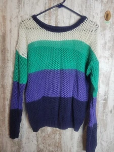 Vintage 90s Y2k 62East Medium Long Sleeve Cropped Open Knit Sweater - Picture 1 of 4