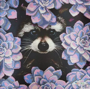 Raccoon Bead Embroidery Scheme on Canvas DIY Stamped Printed Pattern ta-445 - Picture 1 of 17