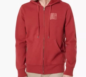OAKLEY Red Hoodie Full Zip Hooded Jacket Sweatshirt Small NEW - Picture 1 of 8