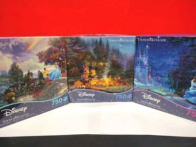 Lote de quebra-cabeças Ceaco - Thomas Kinkade - Disney - Mickey & Minnie Mouse - Branca de Neve - Imagem 1 de 4