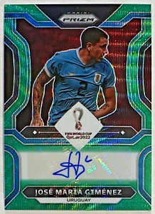 2022 Prizm World Cup Jose Maria Gimenez Auto Green Wave Uruguay Atletico Madrid - Picture 1 of 3