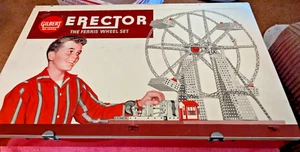 VERY NICE RESTORED 8 1/2 FERRIS WHEEL A.C. GILBERT ERECTOR SET WITH PAPERWORK - Picture 1 of 9