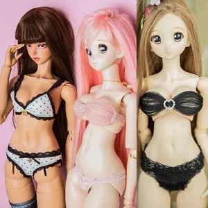 HEISSER 1/6 1/4 1/3 BH Höschen rosa/schwarz Spitze sexy Dessous DY MSD BJD Puppenkleidung - Bild 1 von 20