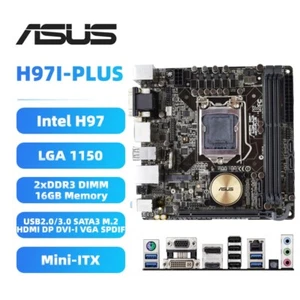 ASUS LGA1150 Motherboard H97I-PLUS Intel H97 DDR3 for 4/5th Intel Core i7/i5/i3 - Picture 1 of 8