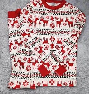 Hanna Andersson Organic Cotton Holiday Reindeer Pajama Sleepwear Size 14 - Picture 1 of 13