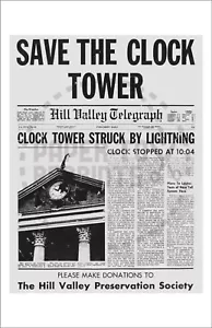 SAVE THE CLOCK TOWER FLYER - BACK TO THE FUTURE iii - MOVIE PROP REPRINT - Picture 1 of 1