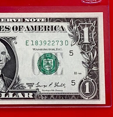 1969D $1 DOLLAR BILL ( RICHMOND E ) Block E-D. UNCIRCULATED - Image 1 of 3