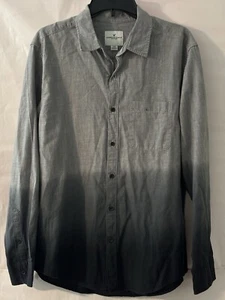 American Eagle Button Up Shirt Men Large Gray Black Ombre Cotton Sleeve NWT* - Picture 1 of 10