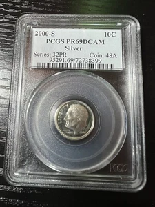 2000 S Roosevelt Dime PF 69 DCAM PCGS 90 % silber 10c Proof - Bild 1 von 2