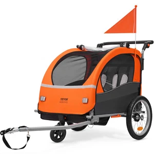 VEVOR Child Bike Trailer Foldable 2 Seater Stroller Double Kids Carrier 45 kg - Picture 1 of 12