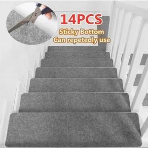 Non-Slip Carpet Stair Treads Floor Mat Protection Cover Step Staircase Pad 14Pcs - Picture 1 of 14
