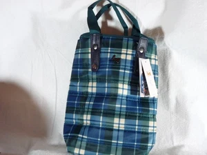 Lug Cradle Wine Tote Insulated Interior Divider Green Plaid Picnic Camping - Picture 1 of 8