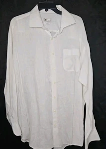 Camicia Peter Millar Crown uomo taglia XL manica lunga bottoni bianca tinta unita lino - Foto 1 di 5