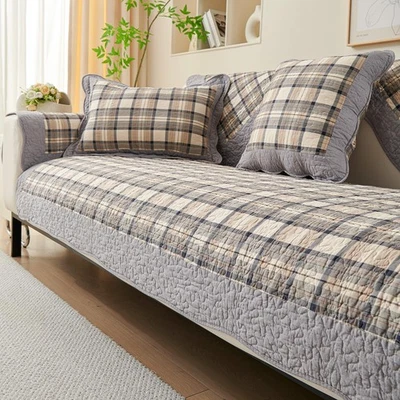Capa de sofá acolchoada de algodão xadrez Buffalo para cães fazenda campo macia... - Imagem 1 de 4