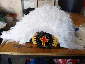 Pasado Comandante Caballeros Templarios Comandancia Chapeau-Plumas de Avestruz Originales - Imagen 1 de 2