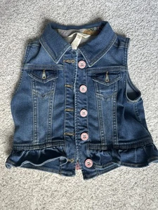 Matilda Jane Wonderment Size 4 Blue Denim Button Down Vest Ruffles - Picture 1 of 4