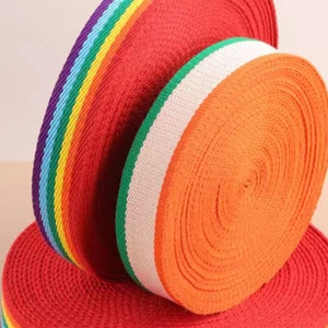 2M Rainbow Striped Canvas Webbing Tape Ribbon Strap Craft Supply Sew DIY Costume - Picture 1 of 11