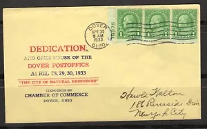 Scott 632 plate number strip of three on post office dedication cover - Picture 1 of 2