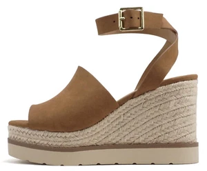 Soda Women Espadrille Wedge High Heels Sandals Platform Strap STELLA-S Brown Tan - Picture 1 of 5